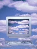 Buy Computer Floating Among Clouds Displaying Clouds at AllPosters.com