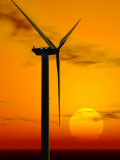 Wind Turbine at Sunset, Computer Generation