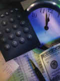 Buy Calculator Over Clock, Spread Sheet and Money at AllPosters.com
