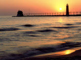 Sunset Light on Grand Haven Lighthouse, MI