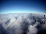 Chicagos Skyscrapers Pierce Dense Clouds Rolling in from Lake Michigan