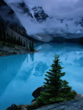View of Moraine Lake with Low-Lying Clouds at One End