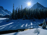 Buy The Sun Descends Behind Cedar Trees and Mountains at AllPosters.com