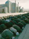 Afghan Men Pray Near the Mosque in Mazar-I-Sharif