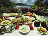 Buy A Table Spread with Fruit and Seafood Prepared in the Local Creole Way at AllPosters.com