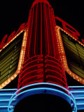 Colorful Neon Centerpiece on the Art Deco Facade a Theater