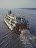 The Delta Queen, a Steamboat, Makes its Way up the Mississippi River