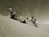 Buy A Group of Hikers Have a Freefall Down a Sand Dune Near the Alsek River in Alas Ka at AllPosters.com