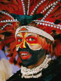 Dressed up in Huli Regalia, This Young Woman is Ready to Attend the Annual Sing-Sing Dance