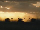 Combines Silhouetted at Dusk
