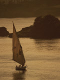 Sailboat on the Nile River at Twilight