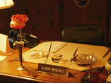 A View of Eleanor Roosevelts Desk, with a Misspelled Name Plate Given to Her by a Student