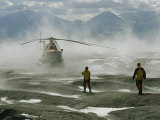 Members of the Volcanology Team Await the Helicopter in Gorely Volcano Crater