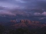Dramatic Lightning Bolt Through Storm Clouds over Cathedral Rock