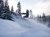 Buy A Man Jumps Across a Road in the Backwoods of Utah's Mountains at AllPosters.com