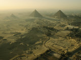 Aerial View of the Pyramids of Giza and Excavation Site