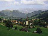 Buy A Pastoral View of a Village in the Swiss Alps at AllPosters.com
