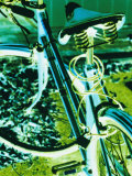 Bright Blue and Green Colors Create an Electrifying View of a Bicycle Photographic Print