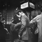 Couple in Penn Station Sharing Farewell Kiss Before He Ships Off to War During WWII