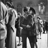 Couple in Penn Station Sharing Farewell Kiss Before He Ships Off to War During WWII