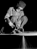 Female Welder at Work in a Steel Mill, Replacing Men Called to Duty During World War II