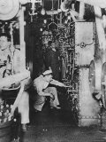 British Sailors Tending to the Machinery in the Boiler Room of a War Ship During World War I