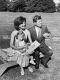 Buy Portrait of Senator John F. Kennedy with Wife Jackie and Daughter Caroline Outside at Summer Home at AllPosters.com