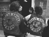 Close Up of Two Hell's Angels Berdoo Jackets on the Backs of Two Riders Photographic Print