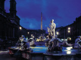 Fountains in the Piazza Navona at Night