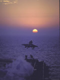 Buy A4D Skyhawk Taking Off From USS Independence at Sunrise over Mediterranean Sea at AllPosters.com