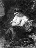 Etching of a Woman Playing a Lyre