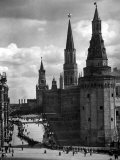 Line of Russians Along Street in Front of the Kremlin