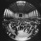 Fish Eye View of the Action on the Floor of the New York Stock Exchange