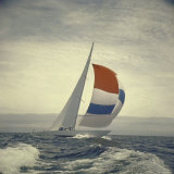 12-m. Yacht Nefertiti, Designed by Ted Hood, Sailing Through Waves at Pre America's Cup Test Run