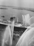 Fireboats Greeting the SS France, as It Enters the New York Harbor on Its Maiden Voyage