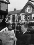 Congressman, Joseph W. Martin Jr, Reading Paper in Newspaper Office