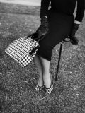 Big Checked Handbag with Matching Shoes, New Mode in Sports Fashions, at Roosevelt Raceway
