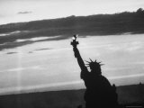 View of Statue of Liberty from Blimp