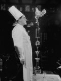 French Restaurant Owner Sam Letrone Entertaining Patrons with His Performing Chicken