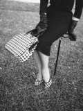 Big Checked Handbag with Matching Shoes, New Mode in Sports Fashions, at Roosevelt Raceway