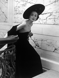 Restaurant Fashions: Cartwheel Hat, Strapless Evening Dress and Stole