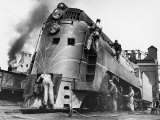 Soldiers Working on Locomotive