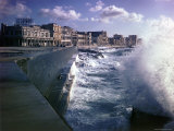 Buy Wave Crashing Against a Breakwater Along the Malecon, a Waterfront Boulevard at AllPosters.com