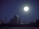 The Taj Mahal at Night with Bright Full Moon