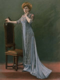 Buy Woman Modeling a Pale Blue Afternoon Dress Embroidered with Beads and Designed by Paquin at AllPosters.com