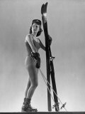 Model Wearing Long Wool Ski Underwear