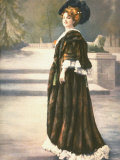 Mlle. Arlette Dorgere in Park Wearing Sable Cape and Elaborate Feather Hat