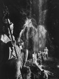 Men Standing under Kuya Waterfall at Mt. Atago