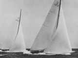 View of Sailboats Intrepid and Columbia During the America's Cup Trials