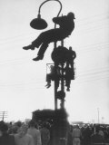 Buy Perched on a Railroad Signal Youths Waiting to See a Glimpse of Adlai E. Stevenson at AllPosters.com